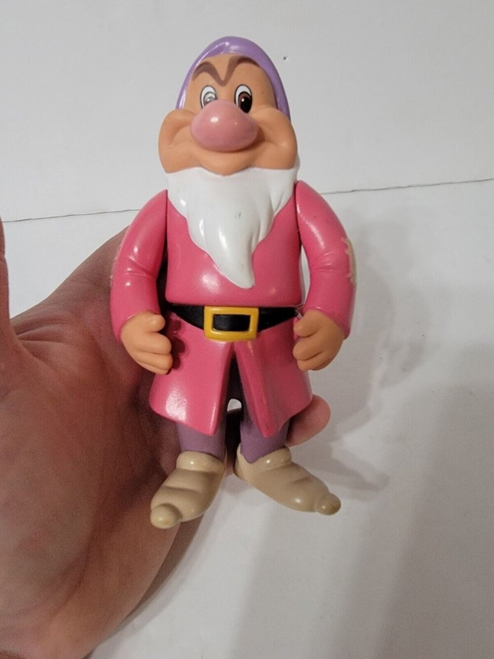 Vintage Disney Snow White Seven Dwarves Jointed 6 inch Vinyl Figure Grumpy Dwarf